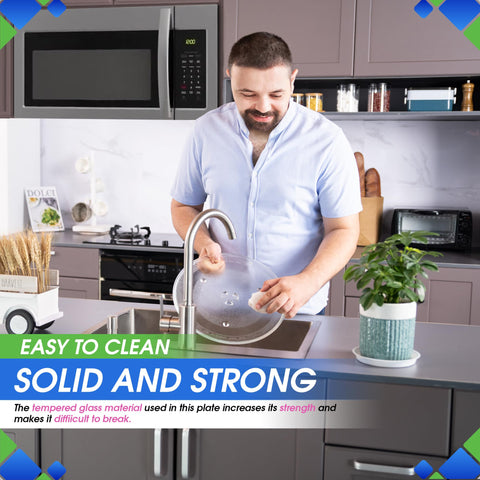 Bagean heat-resistant tempered glass plate highlighting sturdy construction.