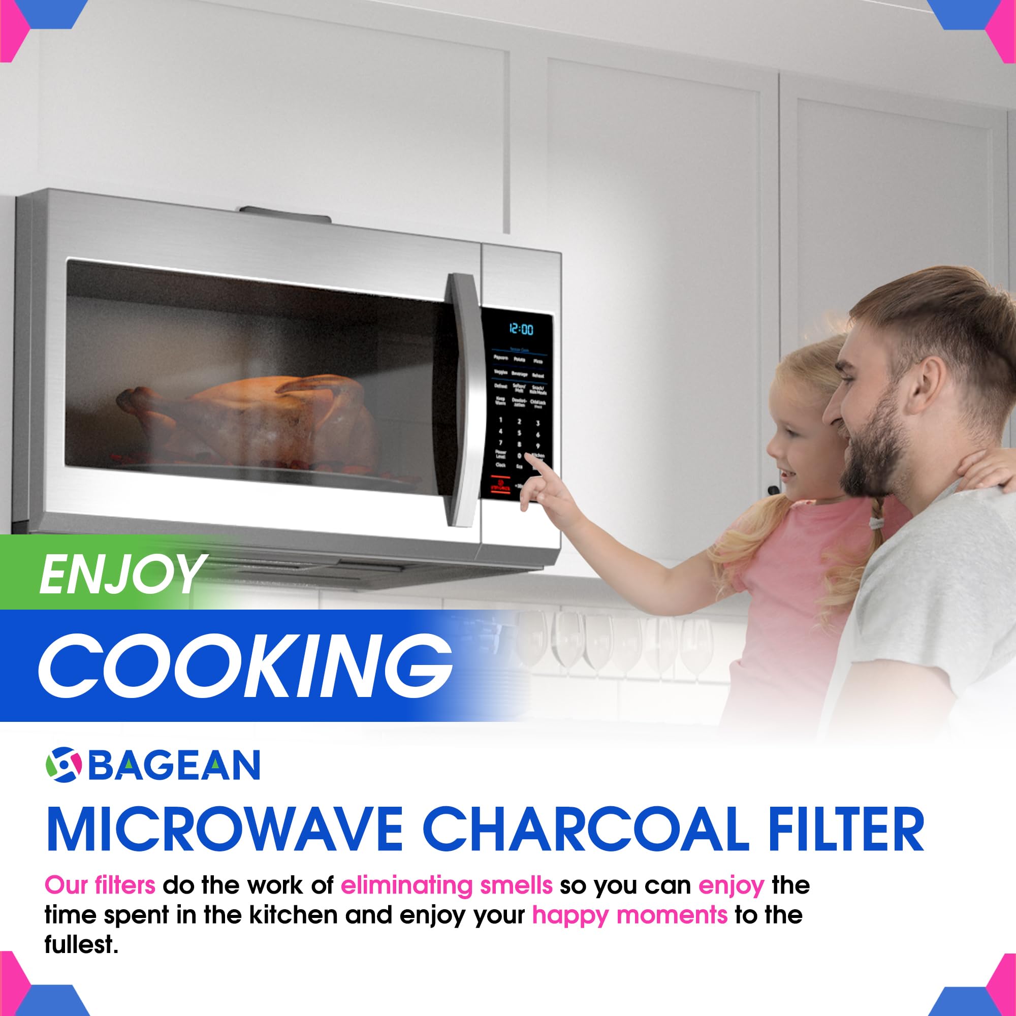 Bagean charcoal filter for microwave hood, easy install and long-lasting performance.