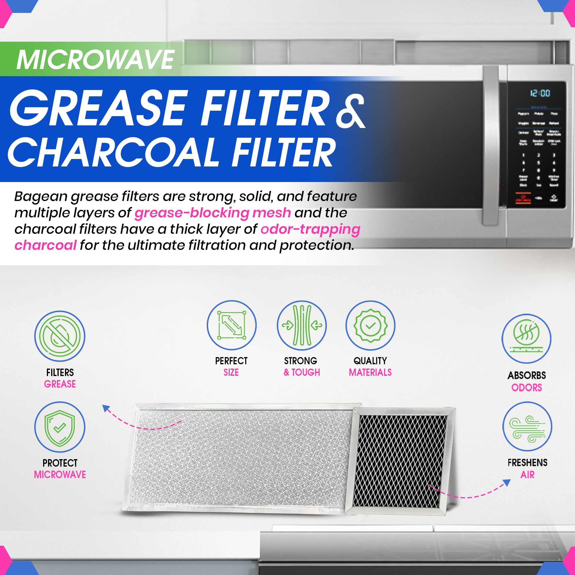 Bagean charcoal filter 8206230A for Whirlpool/MAYTAG with activated carbon odor control