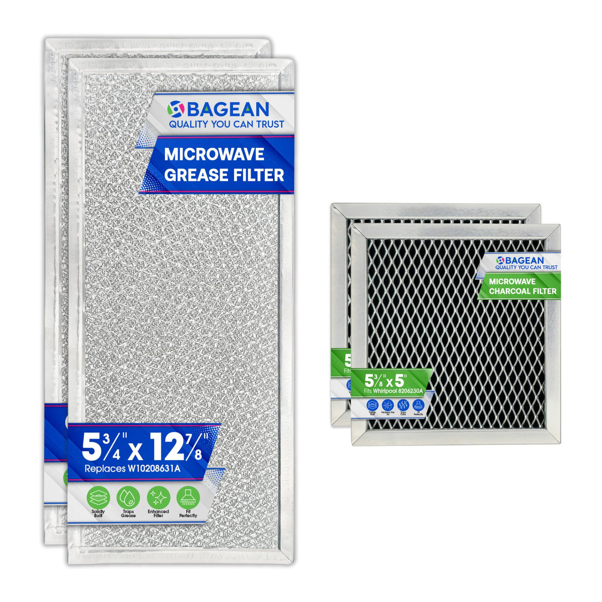 Bagean grease filter W10208631A for Whirlpool showing durable aluminum mesh