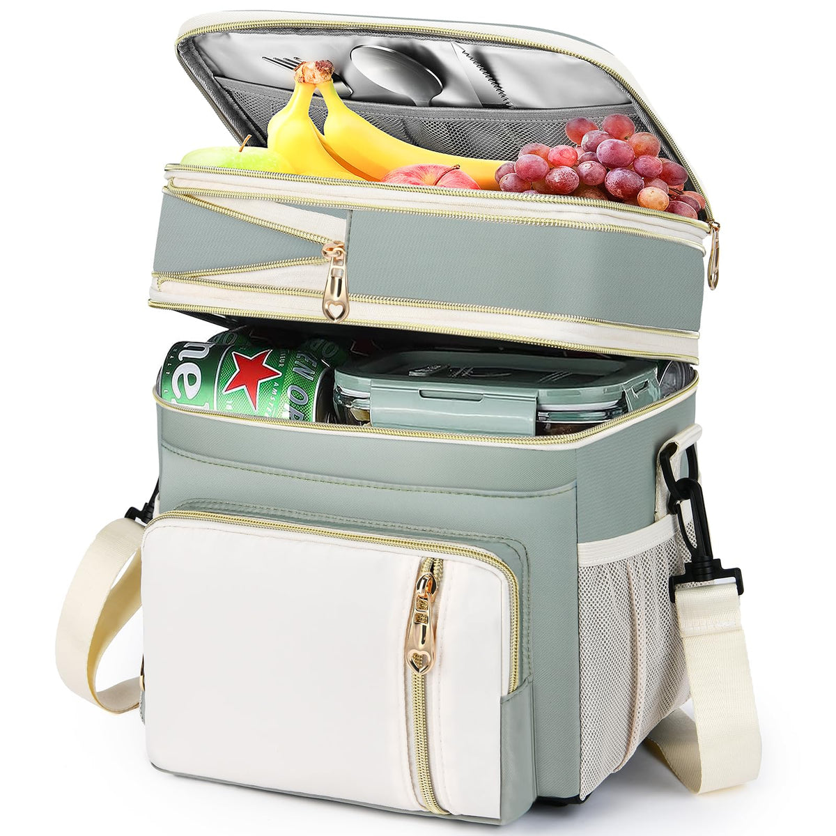 BAGNN expandable lunch box with top compartment extension for extra snacks.