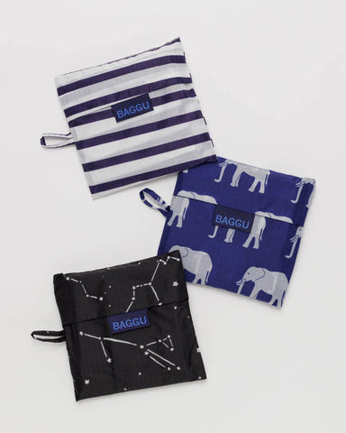 BAGGU Standard Set of 3 in Amazon Prints, bags shown for everyday errands and reusable shopping