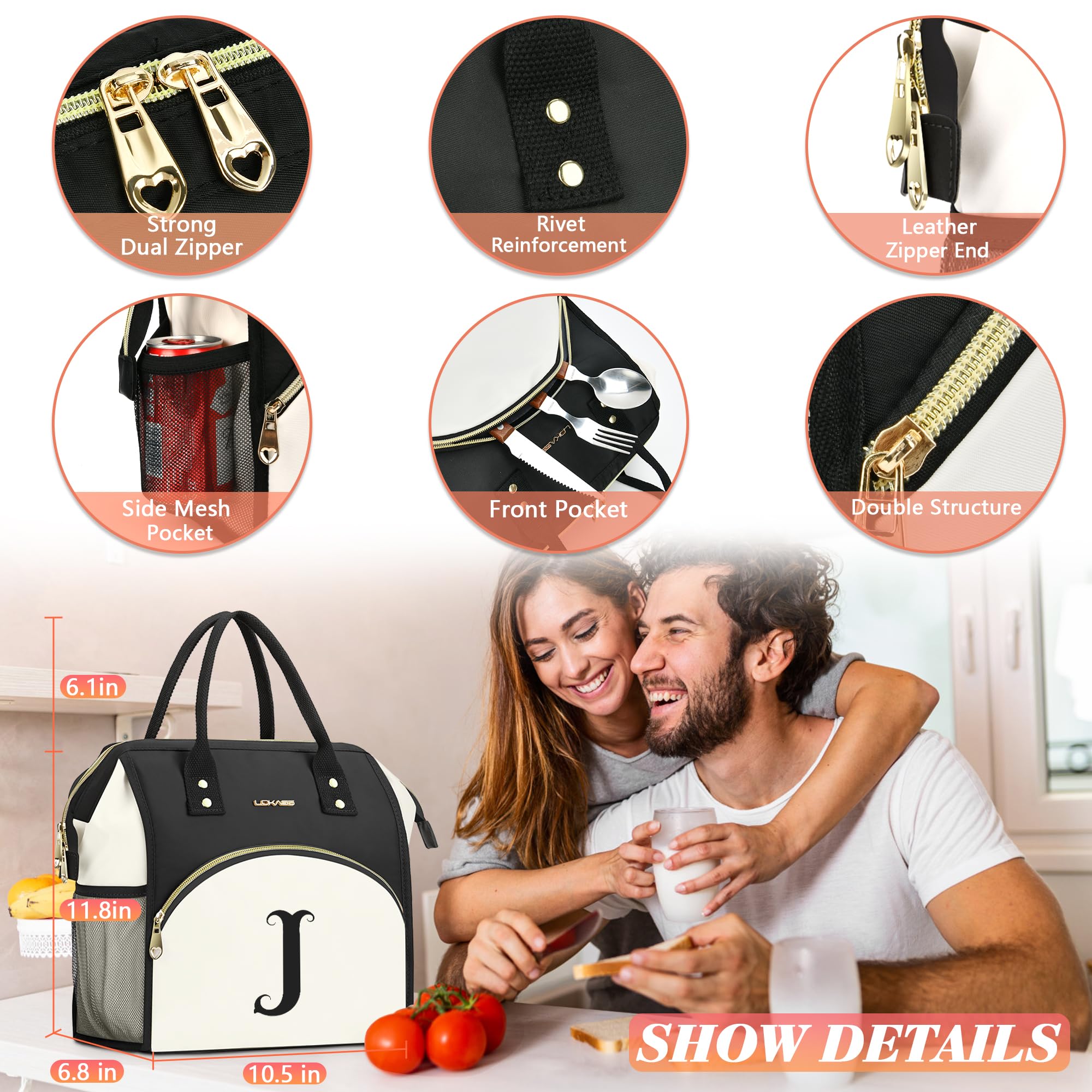 BAGNN lunch bag front pocket for utensils and napkins.