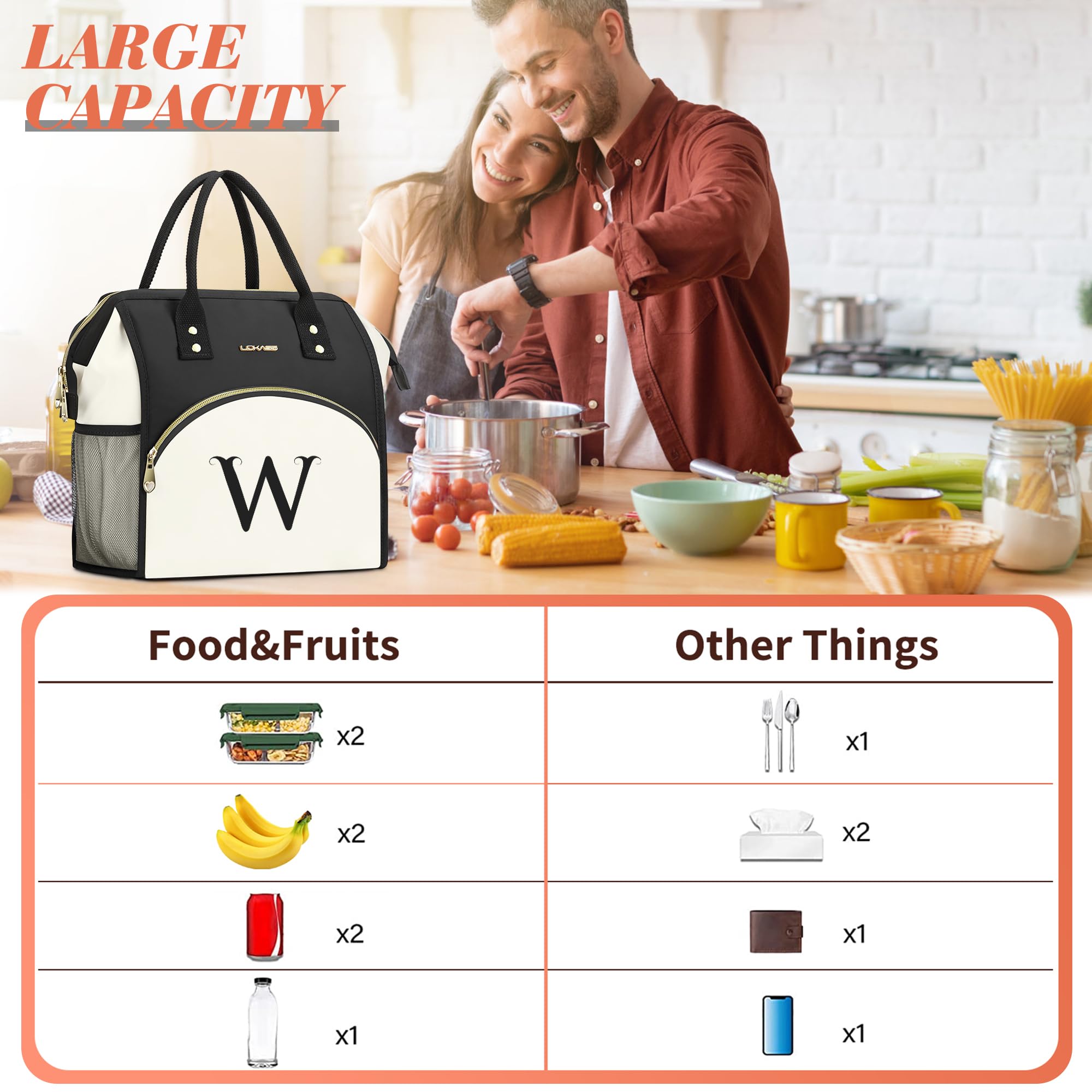 BAGNN lunch bag wide-open closure for easy packing.