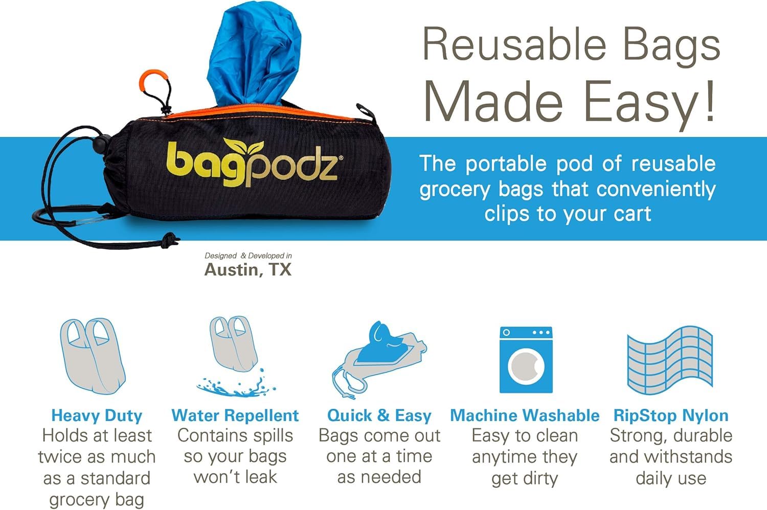 BagPodz compact pod fits in glove compartment for emergencies.