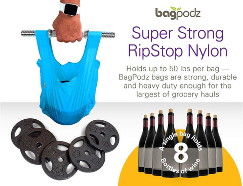 BagPodz pod clipped to cart streamlines checkout.