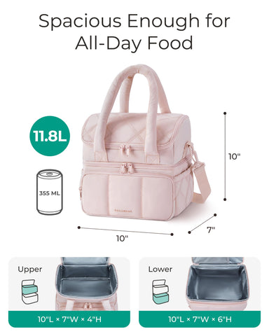 BAGSMART 11.8L capacity holds meals and beverages for a full day