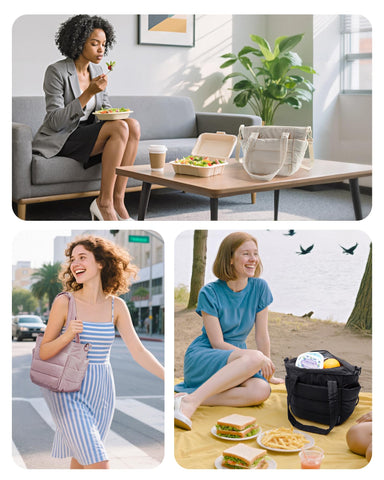 BAGSMART pink insulated tote suitable for work and travel.