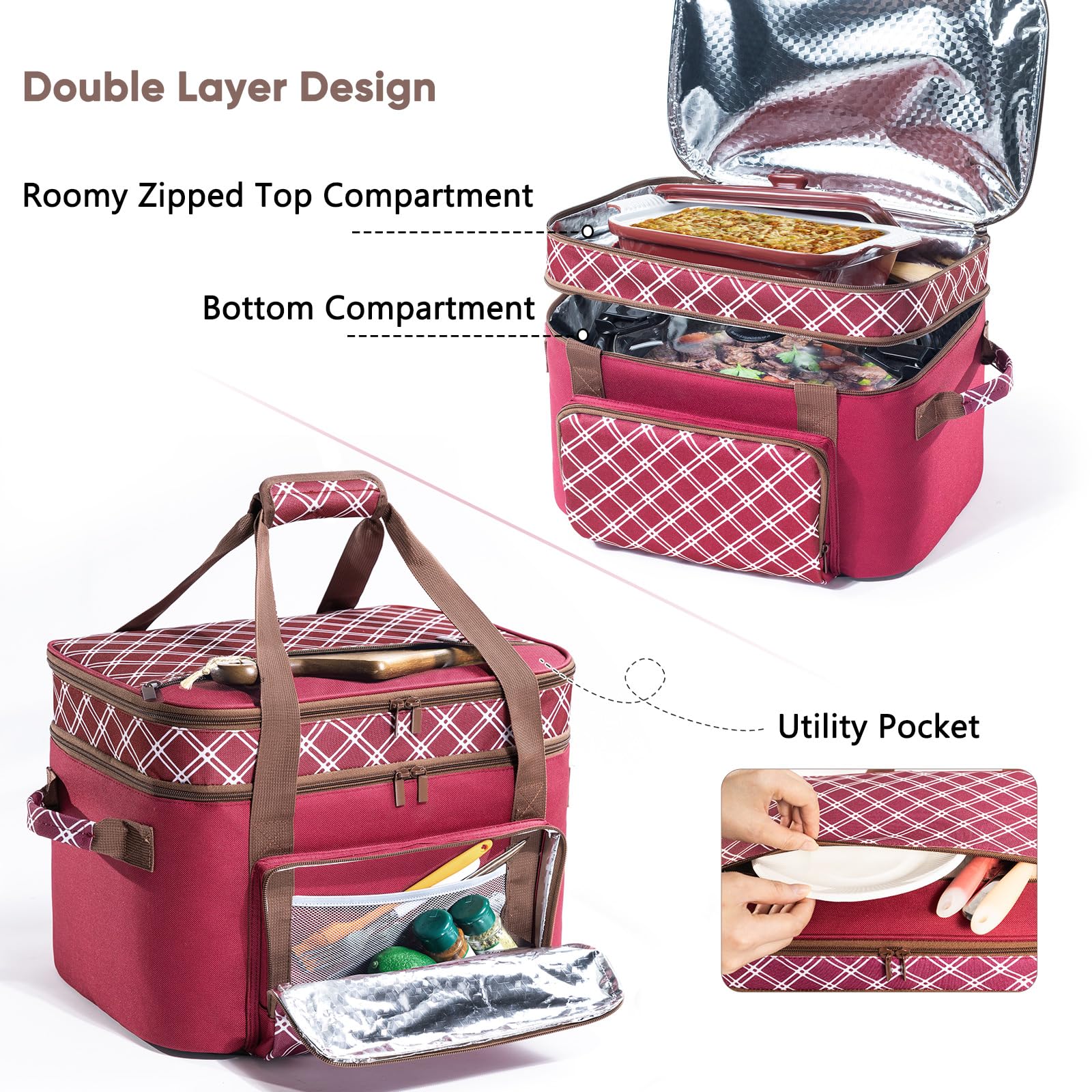 BAGSPRITE adjustable interior bands stabilise 6-8 qt cookers during transit.
