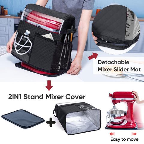 BAGSPRITE detachable slider bottom demonstrates easy movement of a KitchenAid mixer.
