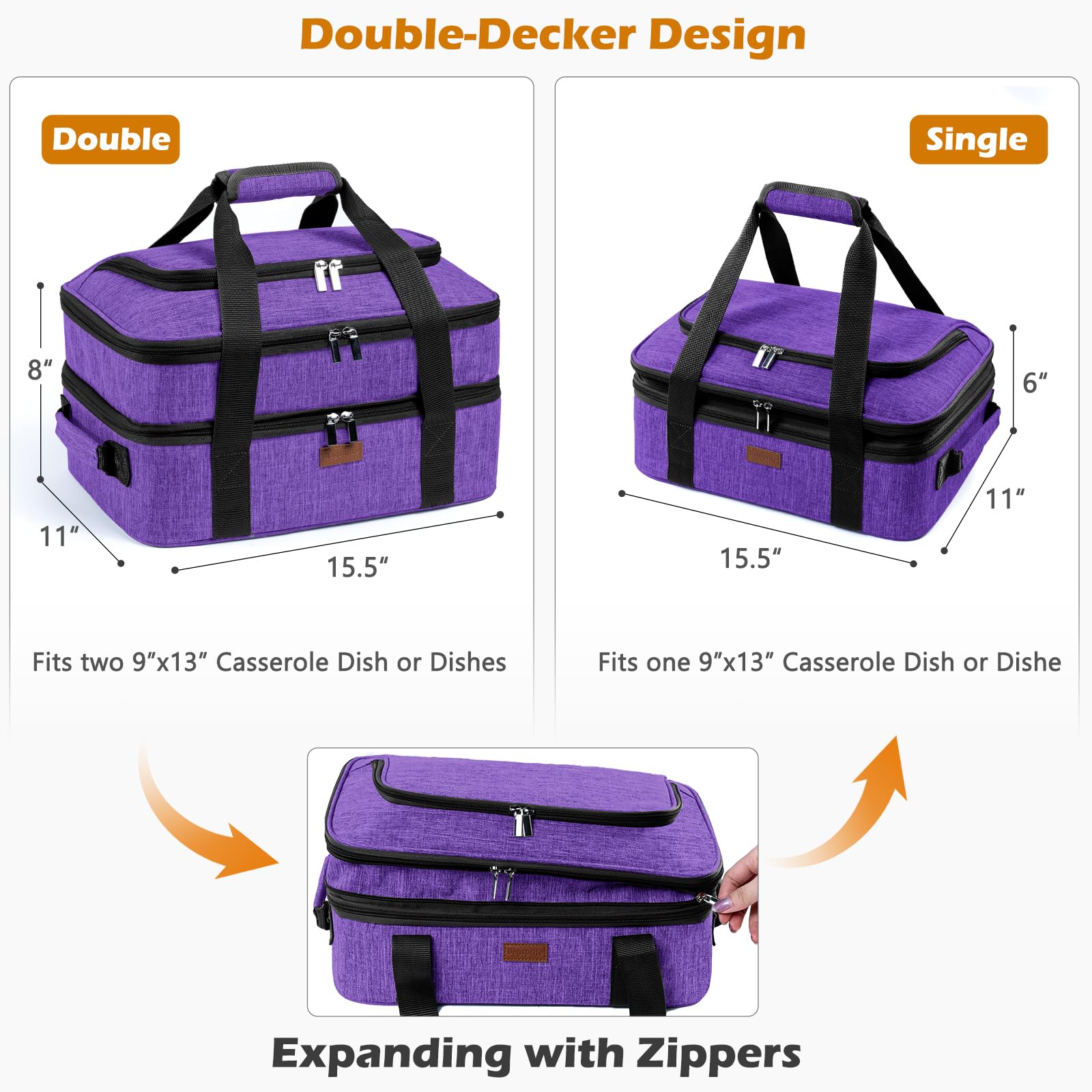BAGSPRITE double-decker design simplifies carrying multiple dishes.