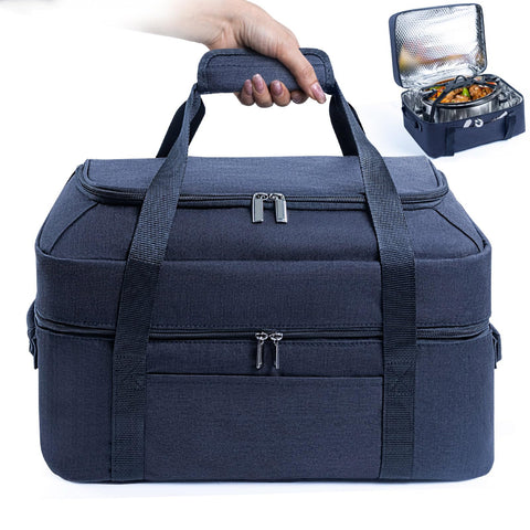 BAGSPRITE double-layer slow cooker bag for 6-8 qt pots keeps contents secure during travel.