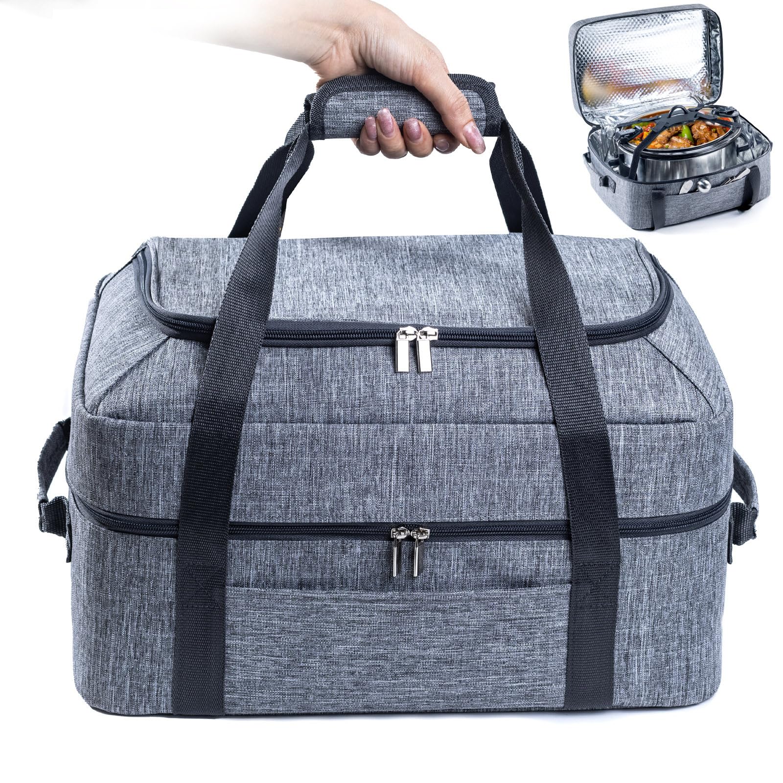 BAGSPRITE double-layer slow cooker bag keeps your 6-8 qt unit safely secured during transport.