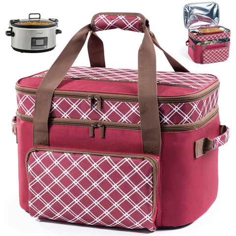 BAGSPRITE double-layer slow cooker carrier for secure hot-meal transport.