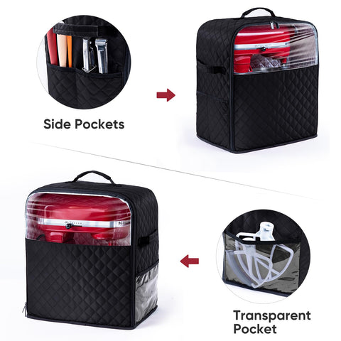 BAGSPRITE dust cover with bottom fully encases the mixer to deter dust.