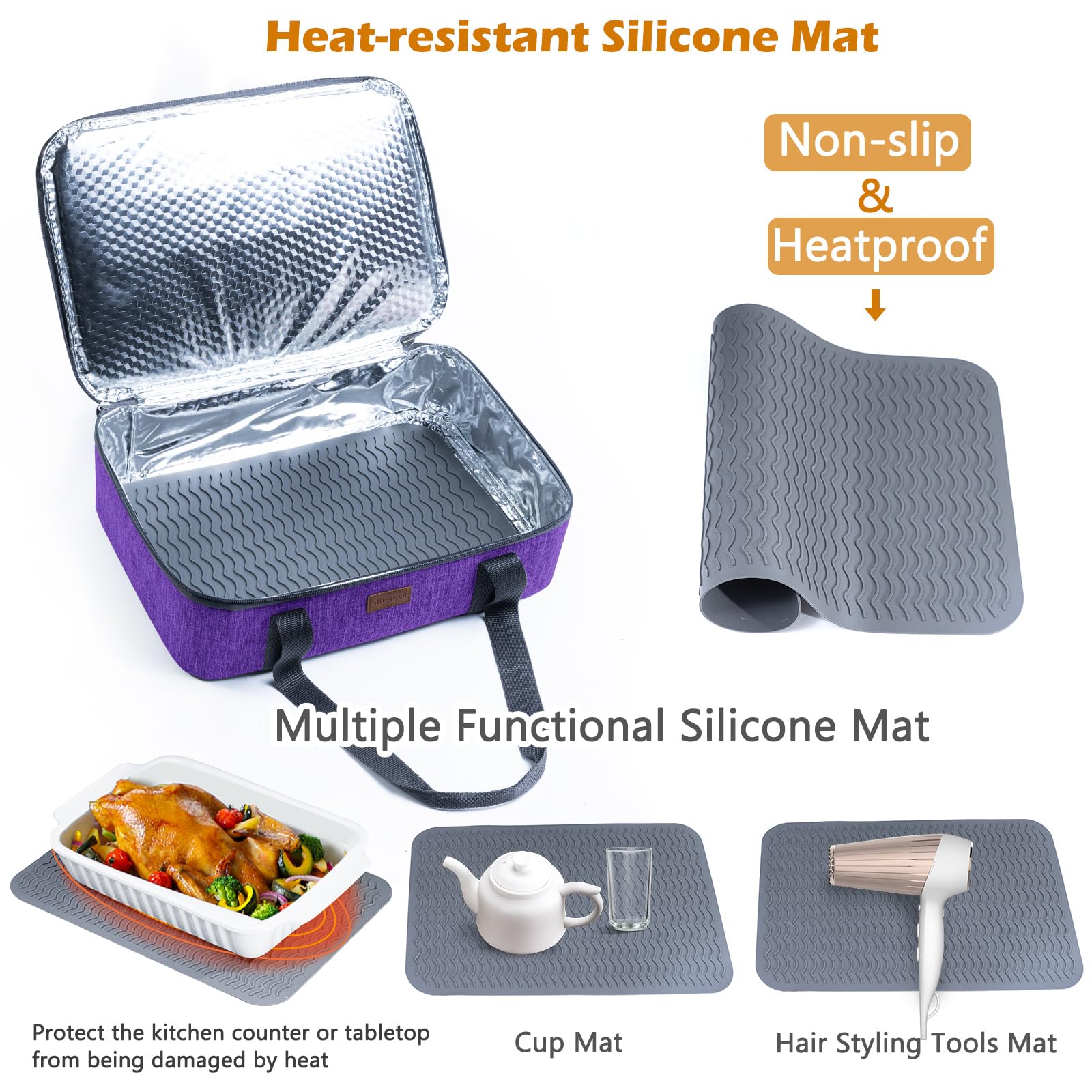 BAGSPRITE foil pan carrier fits 9x13 dishes for hot or cold servings.