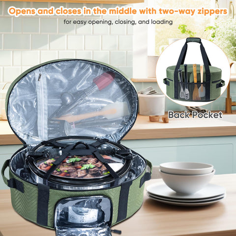 BAGSPRITE inner top pocket and back pocket for utensils and cookbooks
