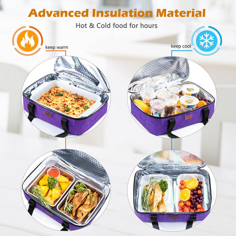 BAGSPRITE casserole carrier top pocket for plates and oven mitts.