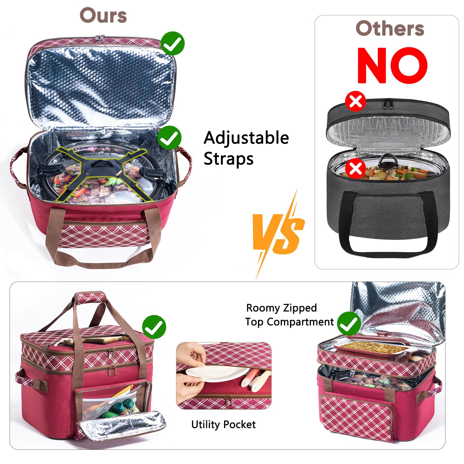 BAGSPRITE insulated padding helps retain heat during transport.