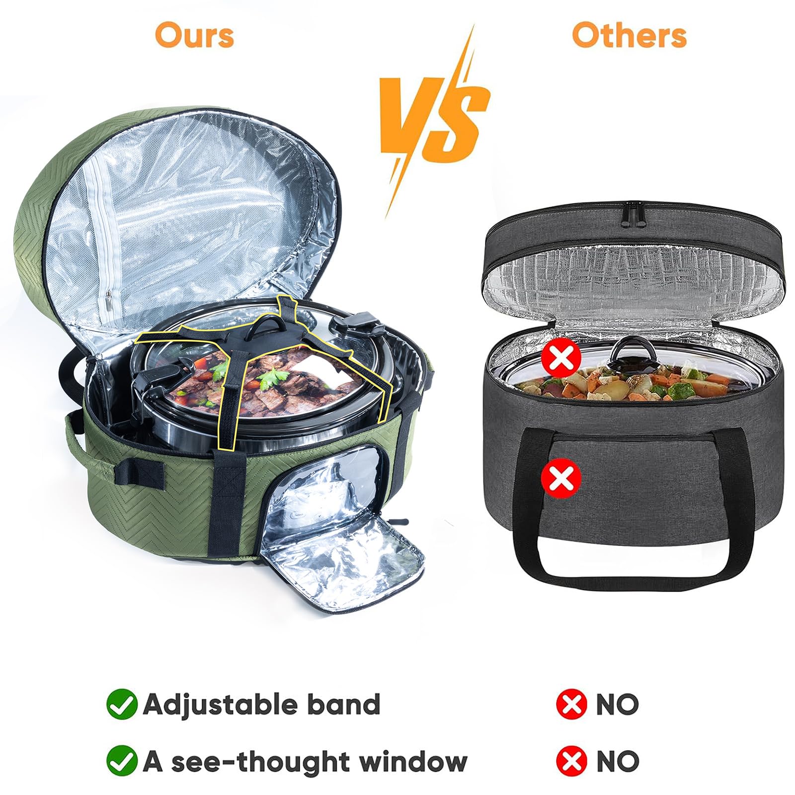 BAGSPRITE insulated lining for temperature retention and easy cleaning