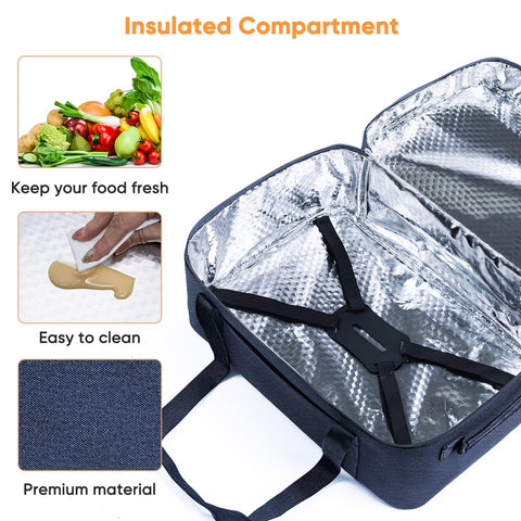 BAGSPRITE insulated padding protects the slow cooker while keeping it ready to serve.