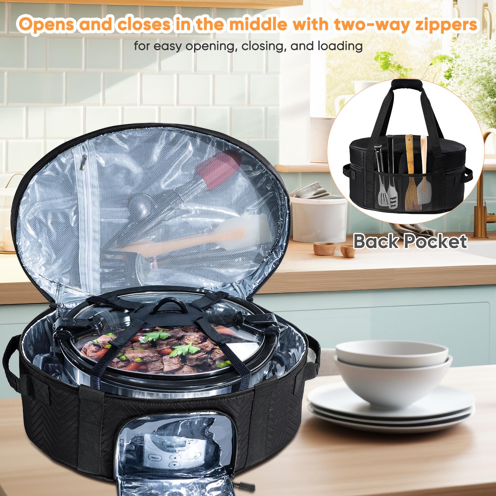 BAGSPRITE insulated lining preserves heat for meals on the go.