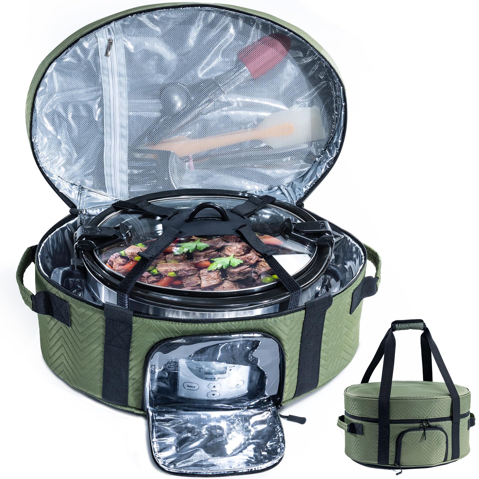 BAGSPRITE insulated slow cooker bag with window for quick temperature checks