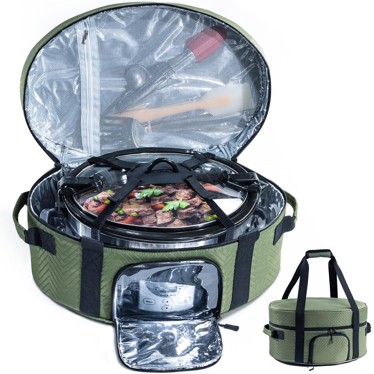 BAGSPRITE insulated slow cooker bag with window for quick temperature checks