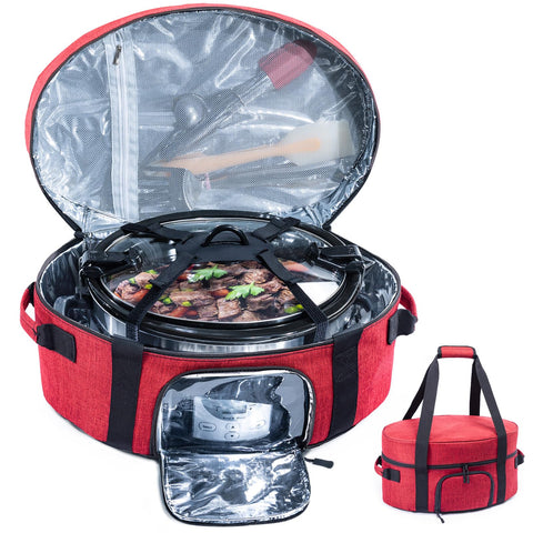 BAGSPRITE insulated slow cooker carrier with see-through window for temperature visibility