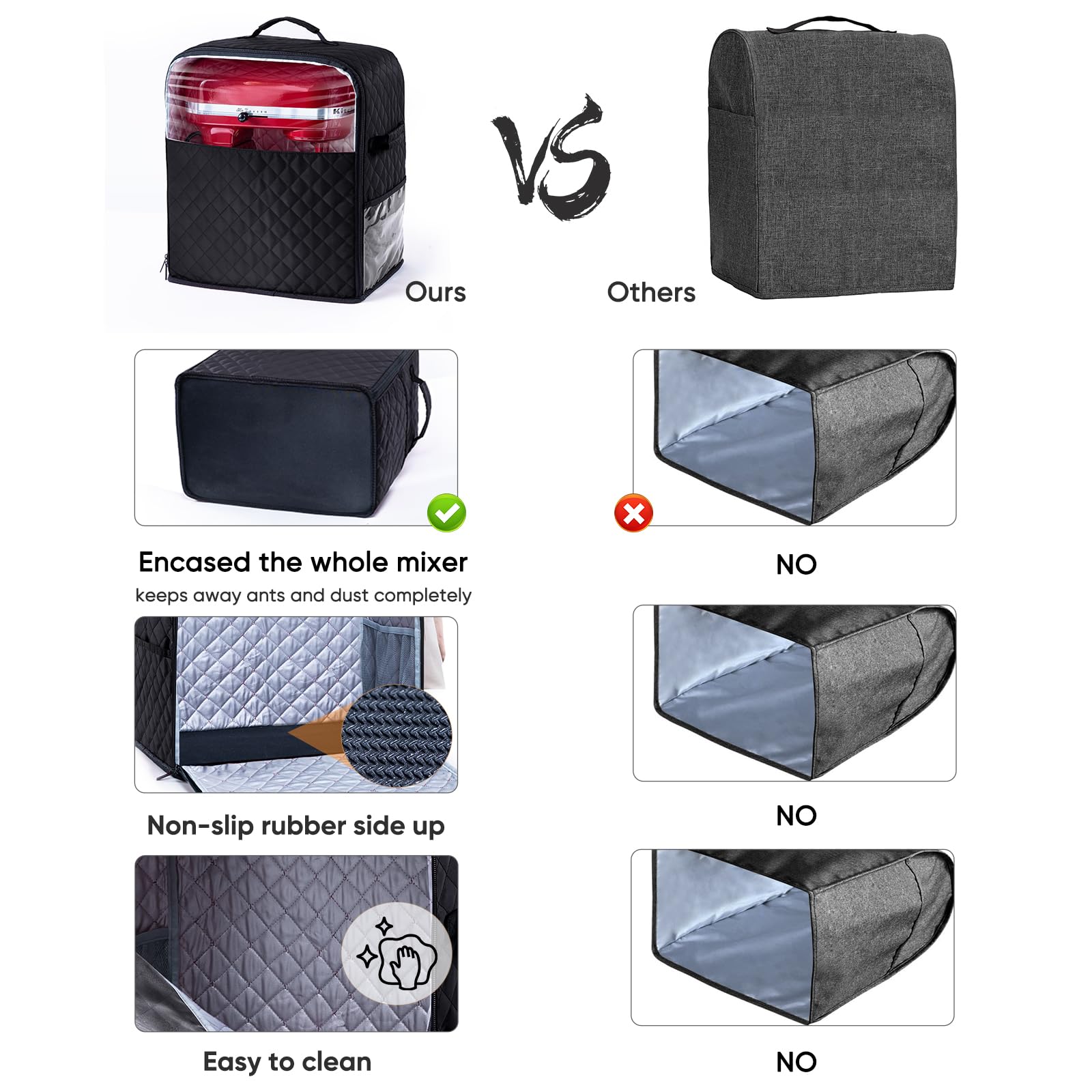 BAGSPRITE kitchenAid attachment pockets keep accessories within reach.