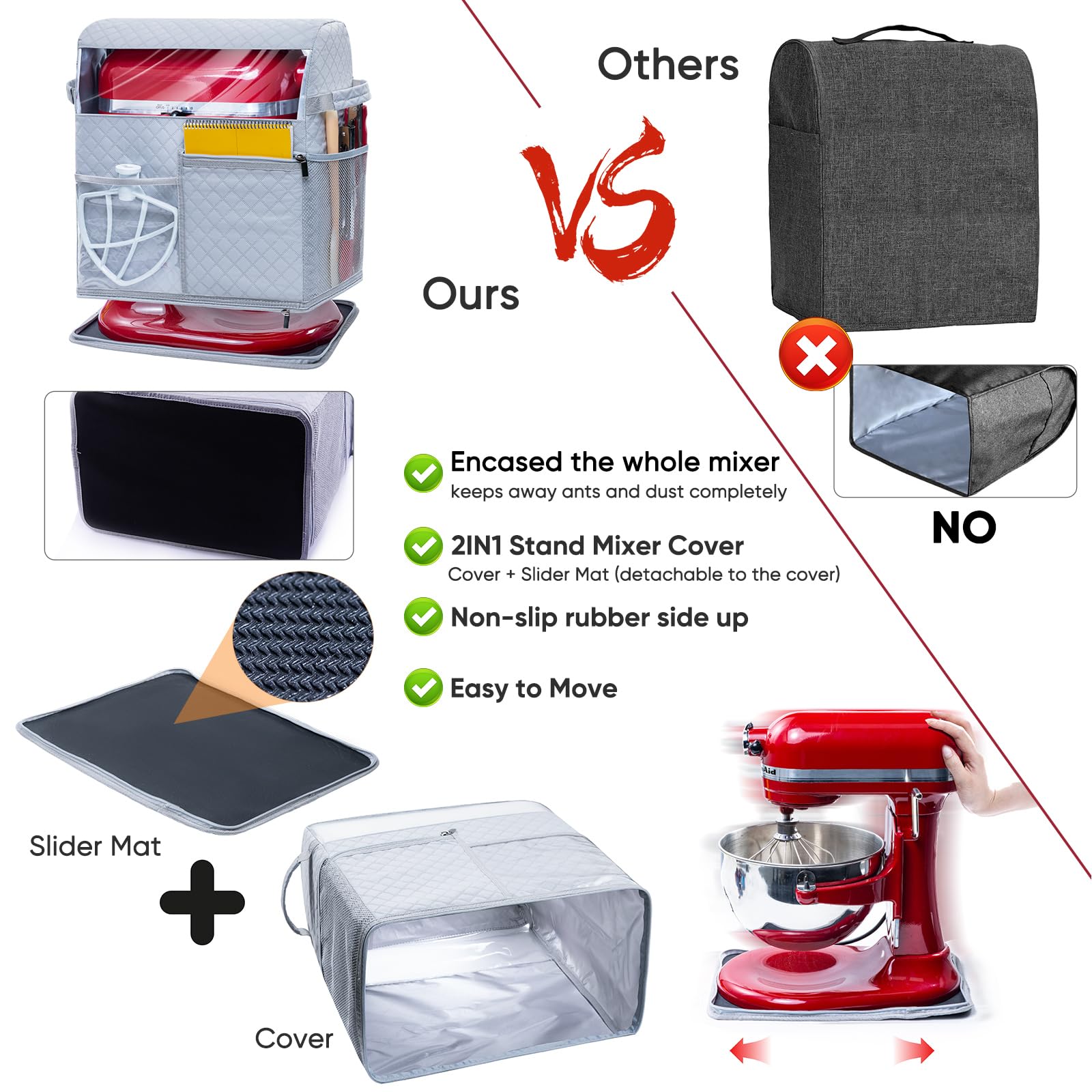 BAGSPRITE quilted nylon is water-resistant and easy to wipe clean.