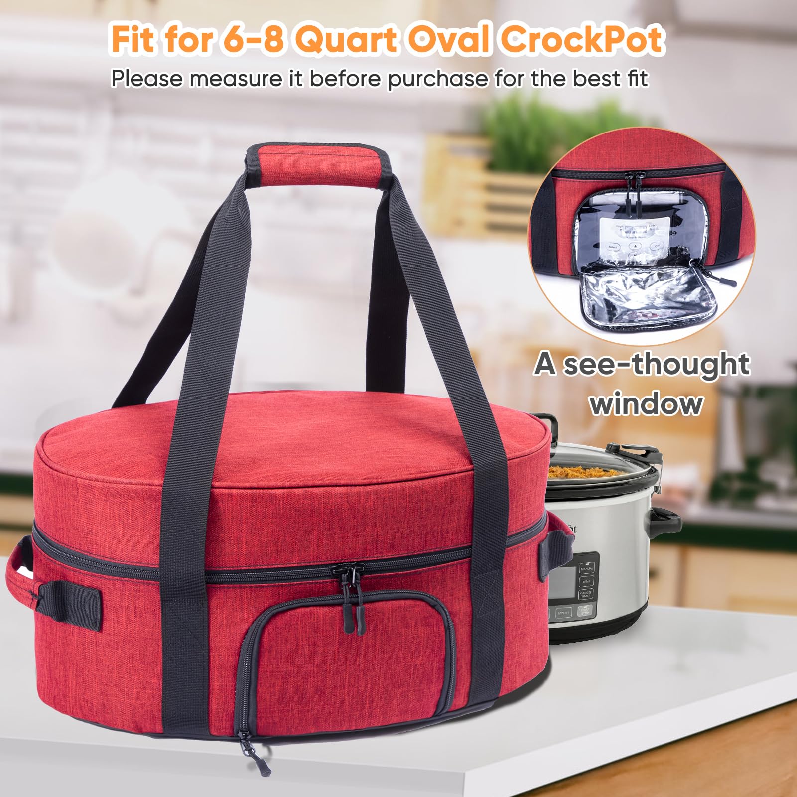 BAGSPRITE spacious interior fits 6-8 qt slow cookers for easy transport