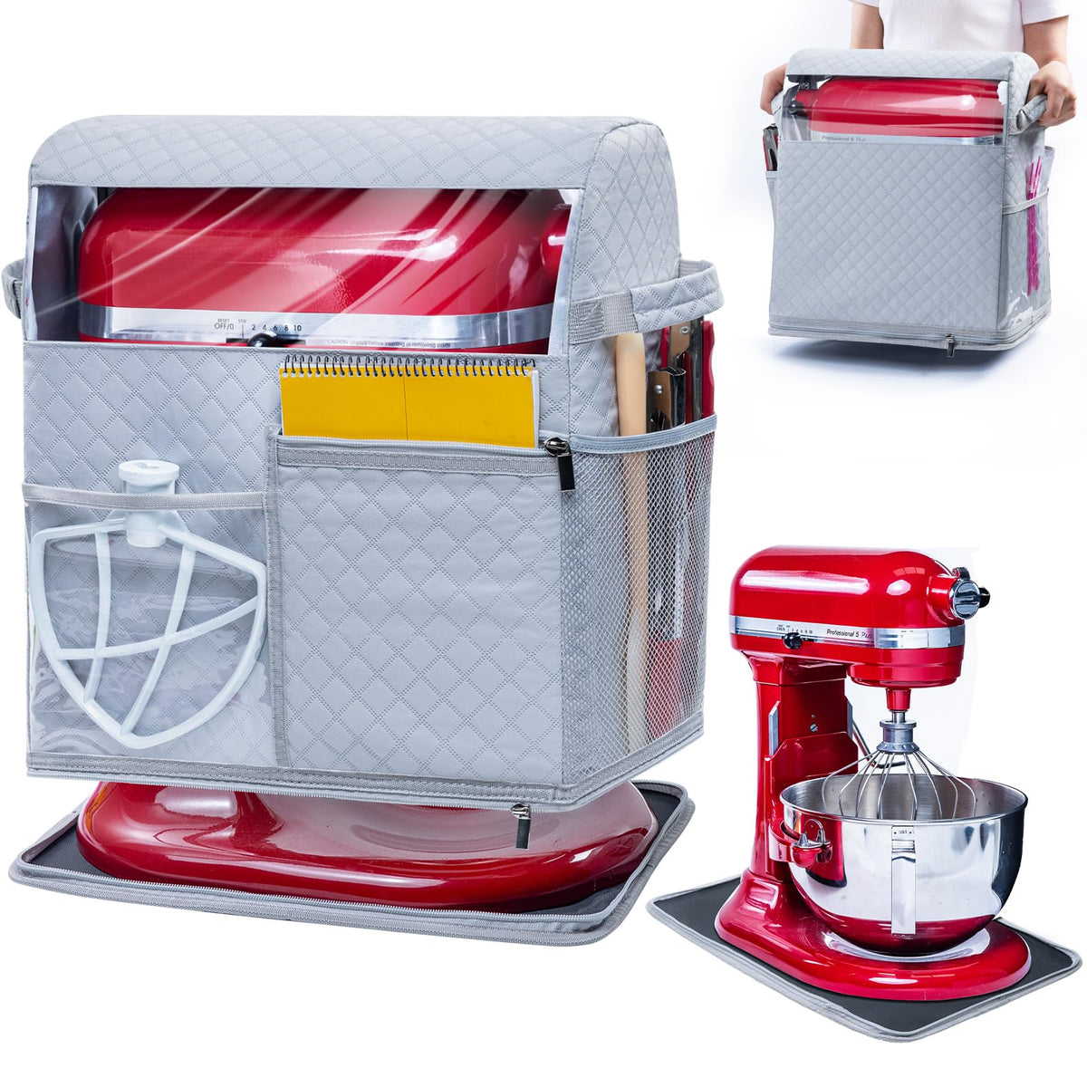 BAGSPRITE stand mixer cover front view with protective, stylish storage.