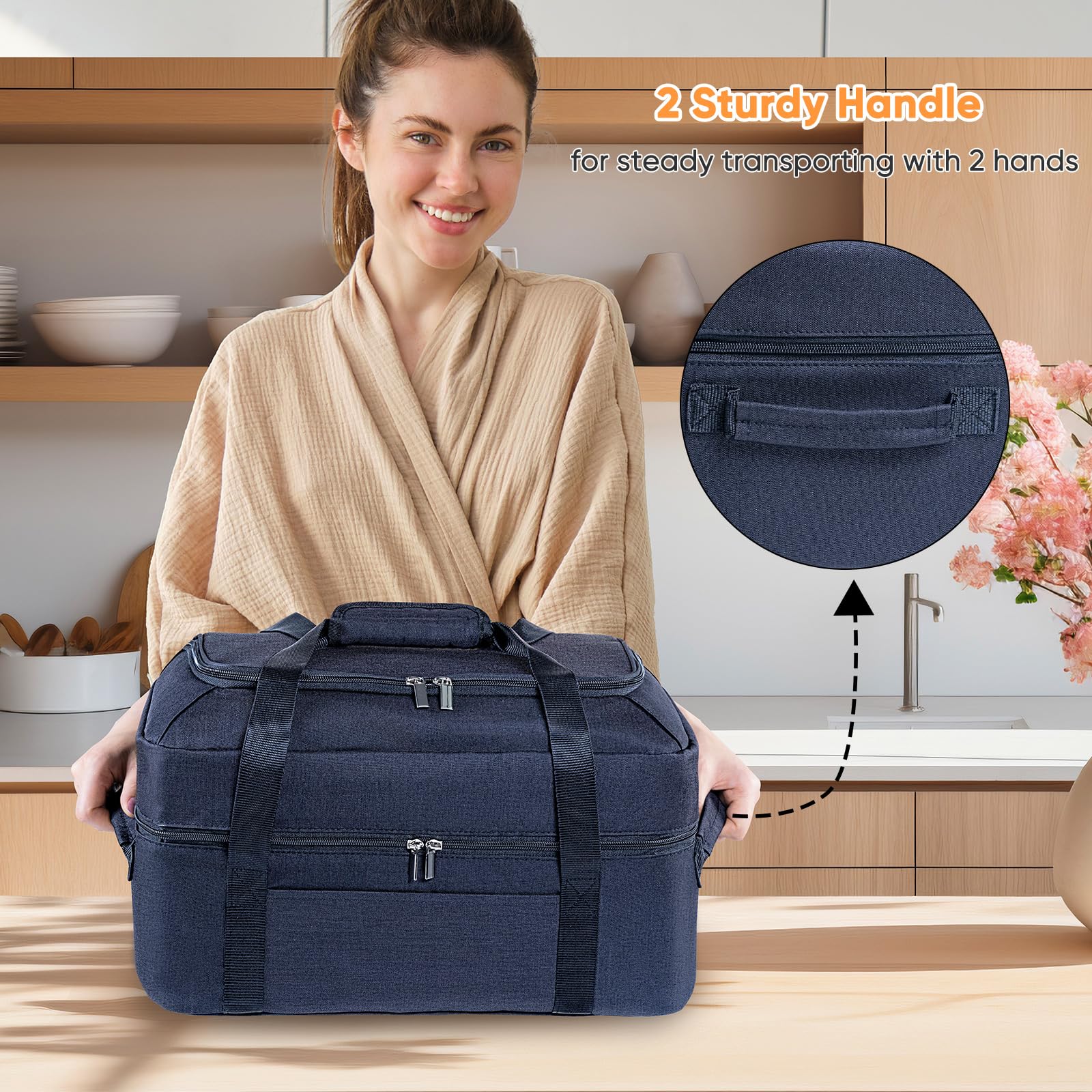 BAGSPRITE three-way carry design makes carrying the crockpot effortless.