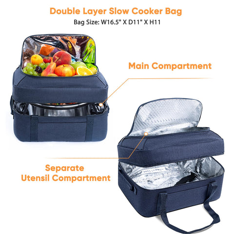 BAGSPRITE top-layer pocket stores utensils for spill-free transport.