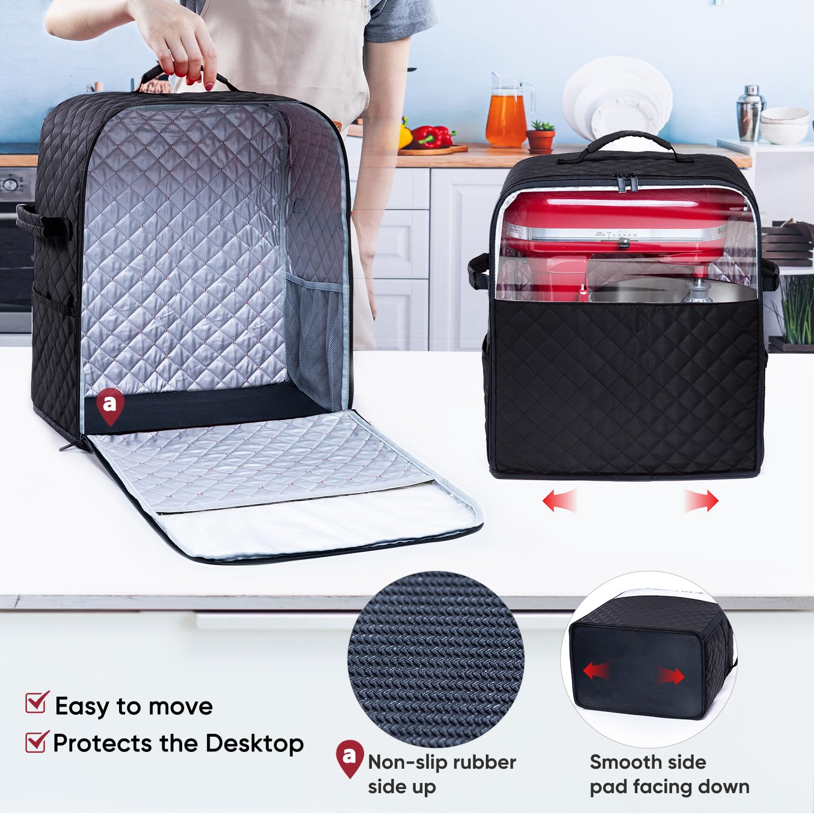 BAGSPRITE water-resistant quilted nylon material protects your mixer from scratches.