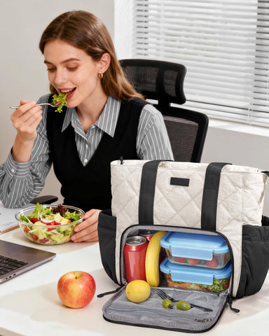 Bagstellar Puffer Lunch Tote in use as daily work and school bag