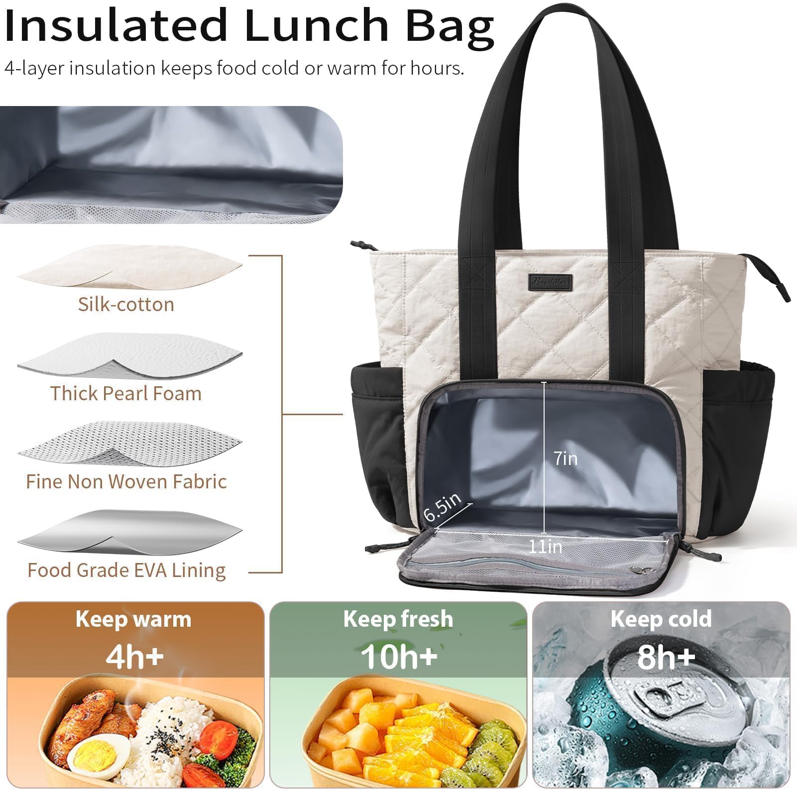 Bagstellar Puffer Lunch Tote insulated lining keeps meals fresh