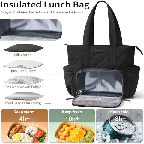 Bagstellar Puffer Lunch Tote insulated lining locks in temperature for fresh meals.