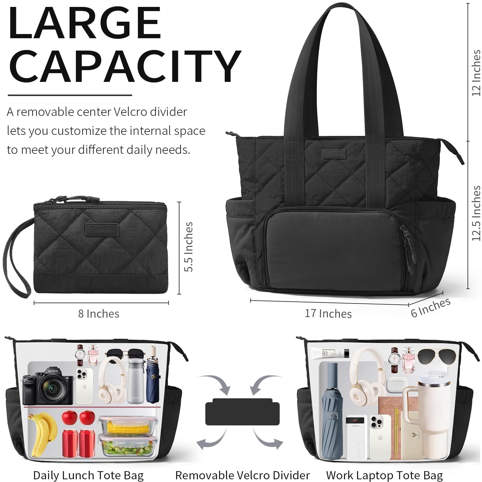 Bagstellar Puffer Lunch Tote laptop sleeve keeps your device protected during commutes.