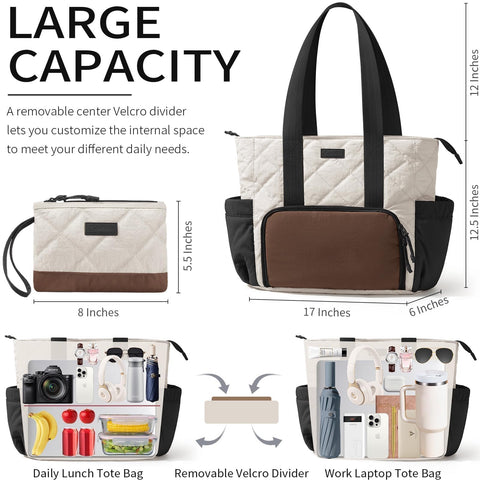 Bagstellar Puffer Lunch Tote with laptop sleeve for on-the-go work