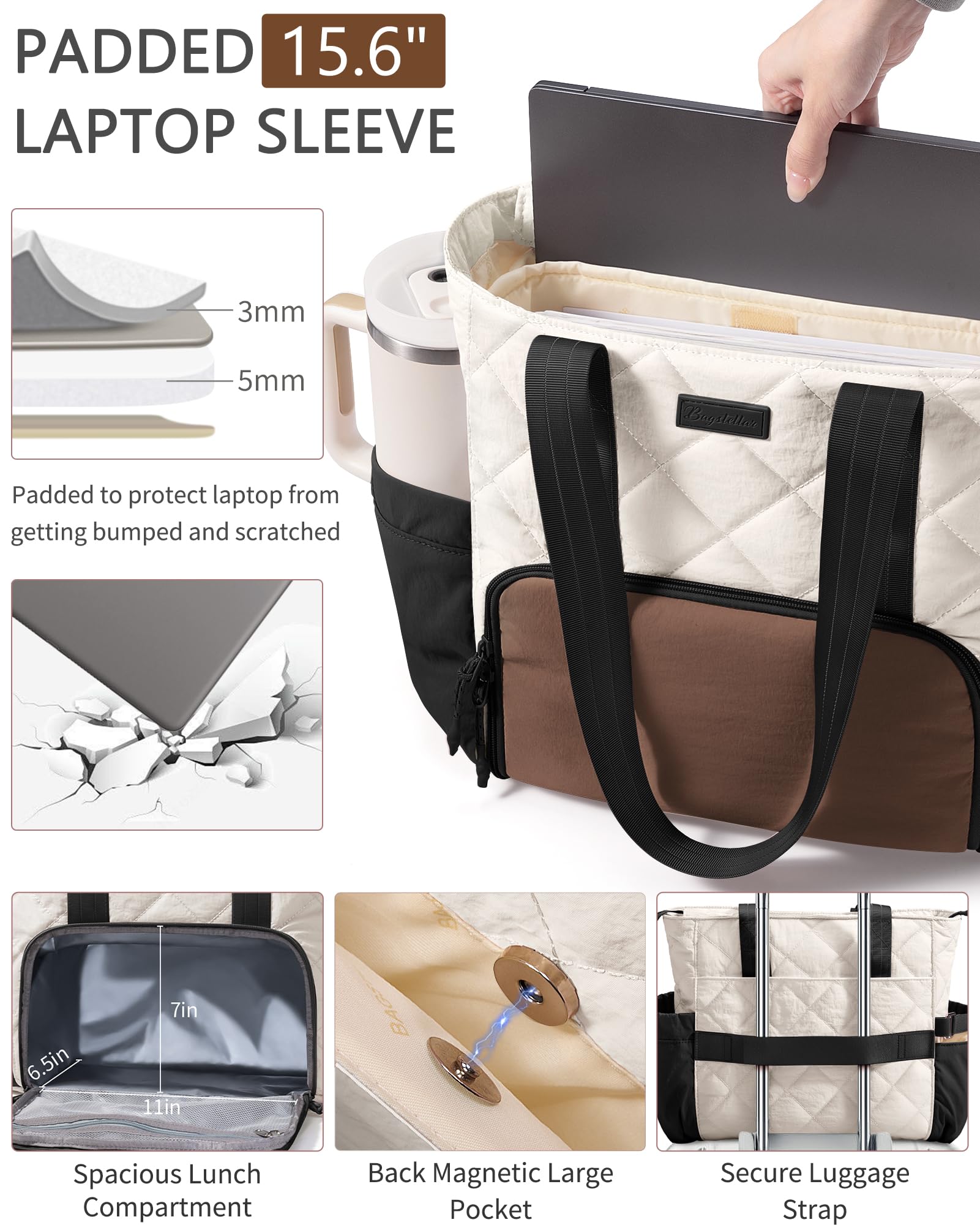 Bagstellar Puffer Lunch Tote large cup holder for hydration
