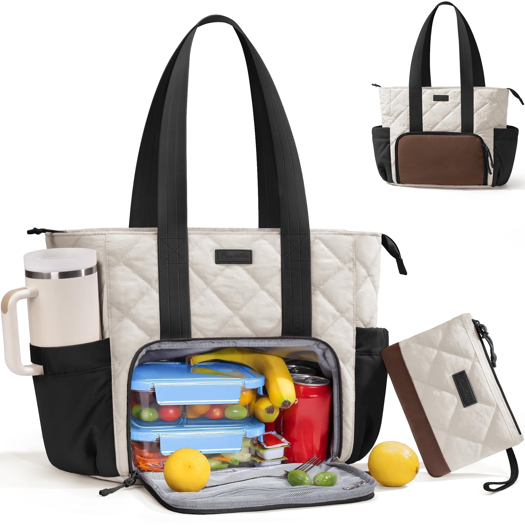 Bagstellar Puffer Lunch Tote open compartment for organized lunch packing