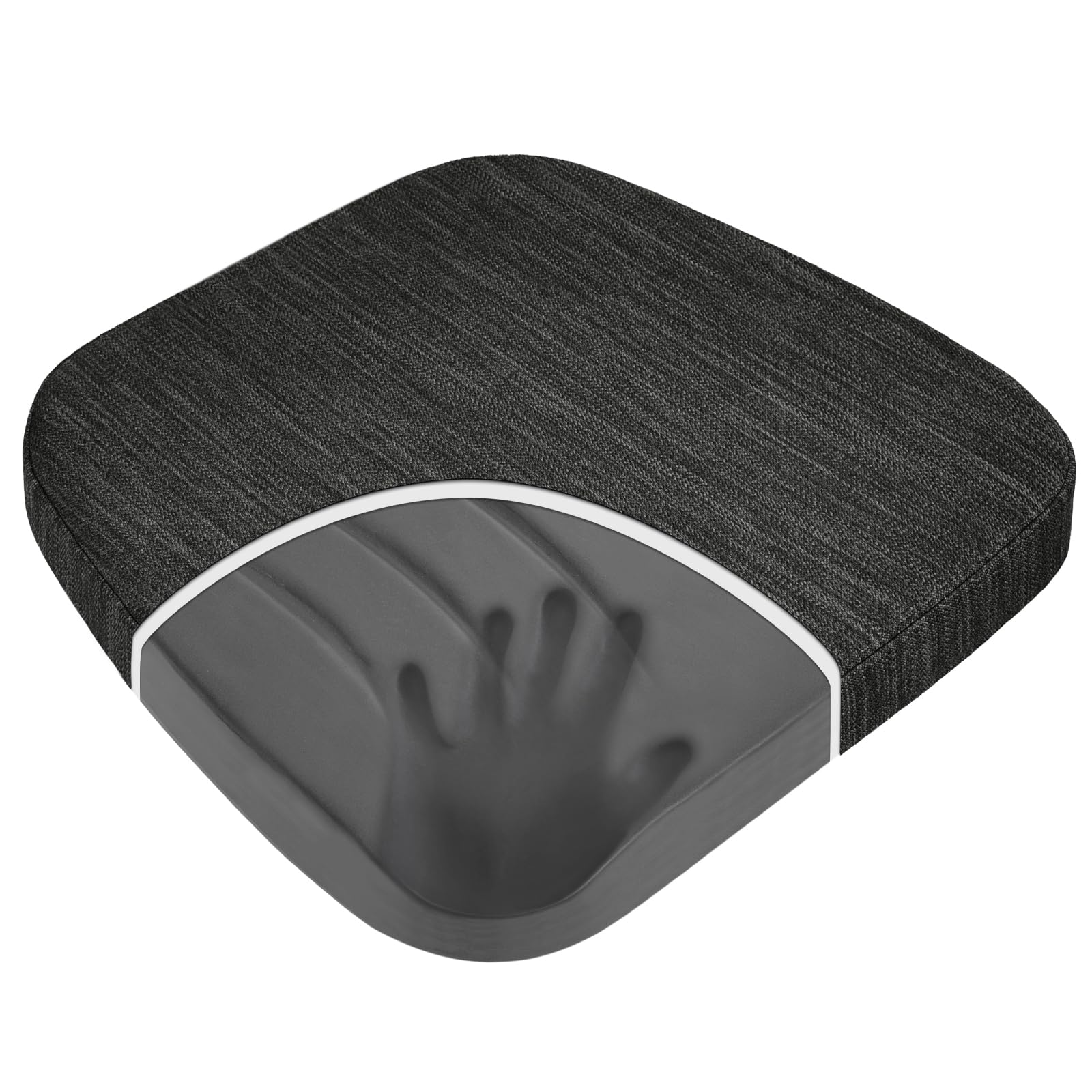 Baibu dual-layer memory foam cushion enhances comfort on dining chairs.