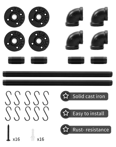 Bailoo wall-mount pipe rack close-up showing durable finish.