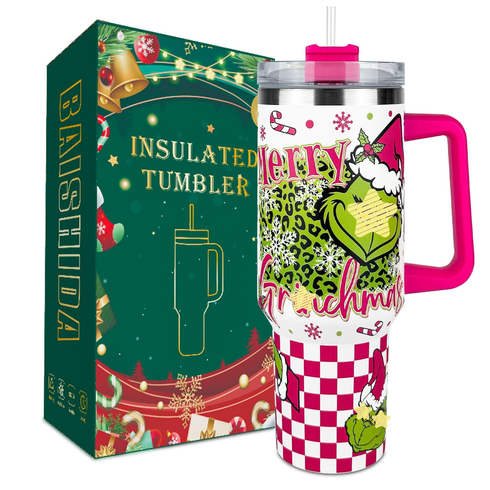BAISHIDA 40oz tumbler with handle for easy on-the-go hydration and cold retention.