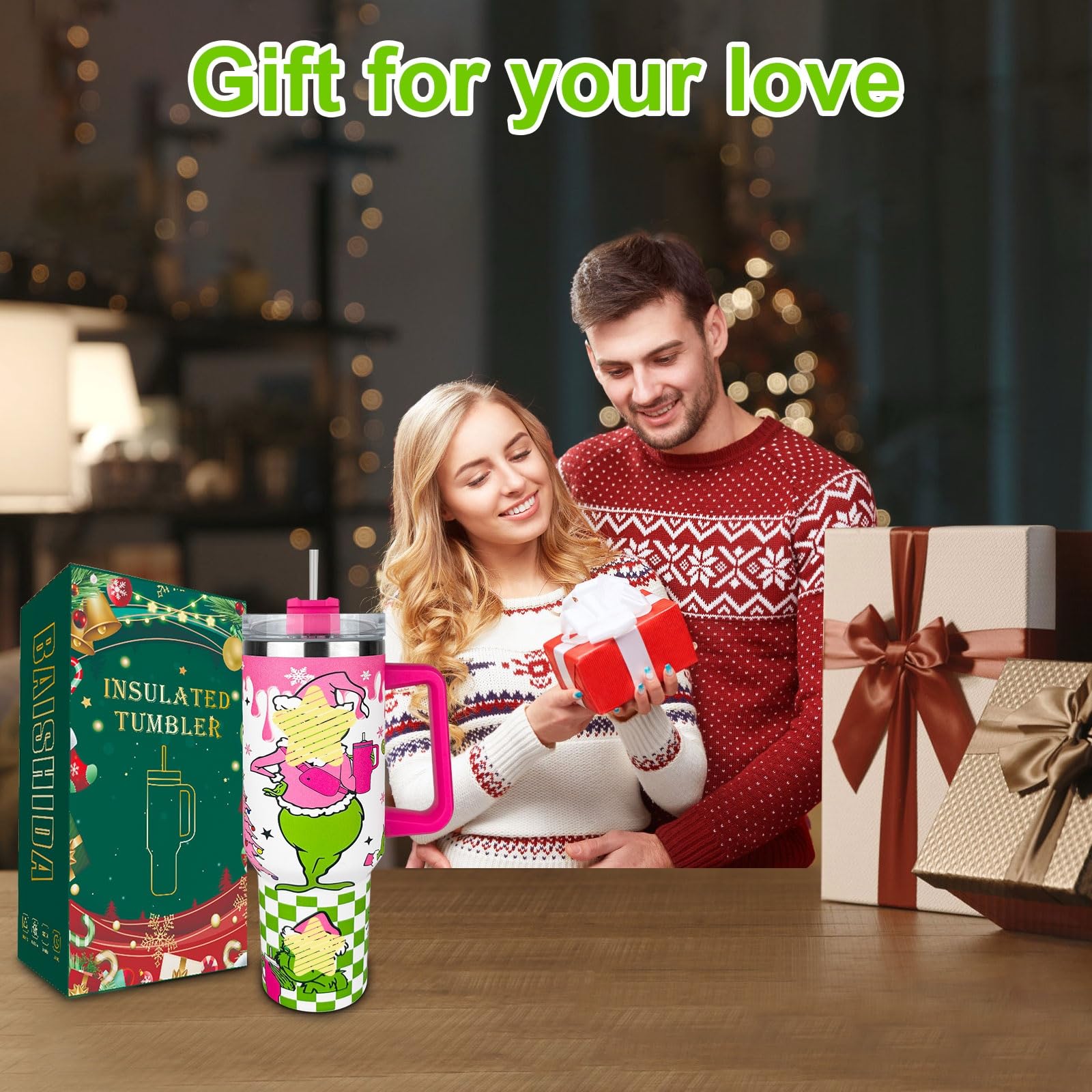 BAISHIDA Christmas Grinchi tumbler on the go suits cars and sports.