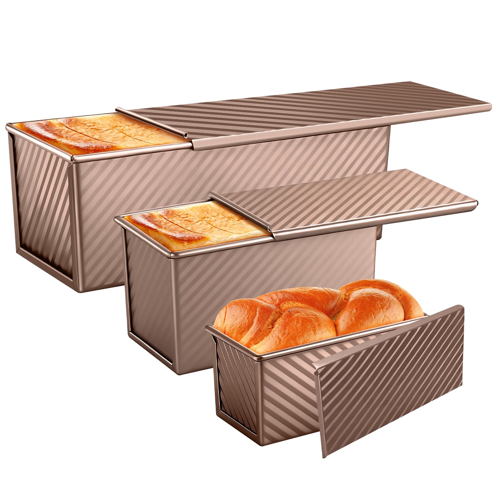 BAISHUN Pullman loaf pan 0.5lb with lid for compact loaves and uniform slices.