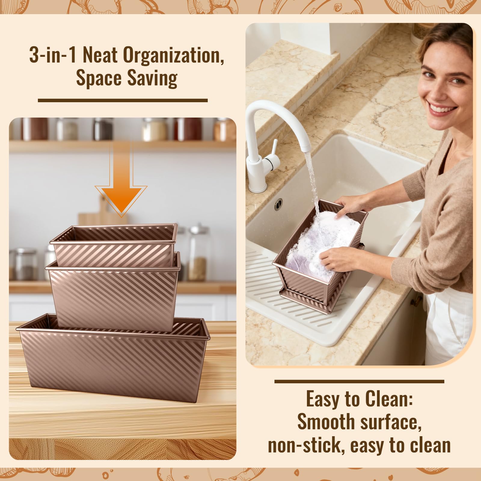 BAISHUN non-stick coating enables effortless loaf release and quick cleanup.