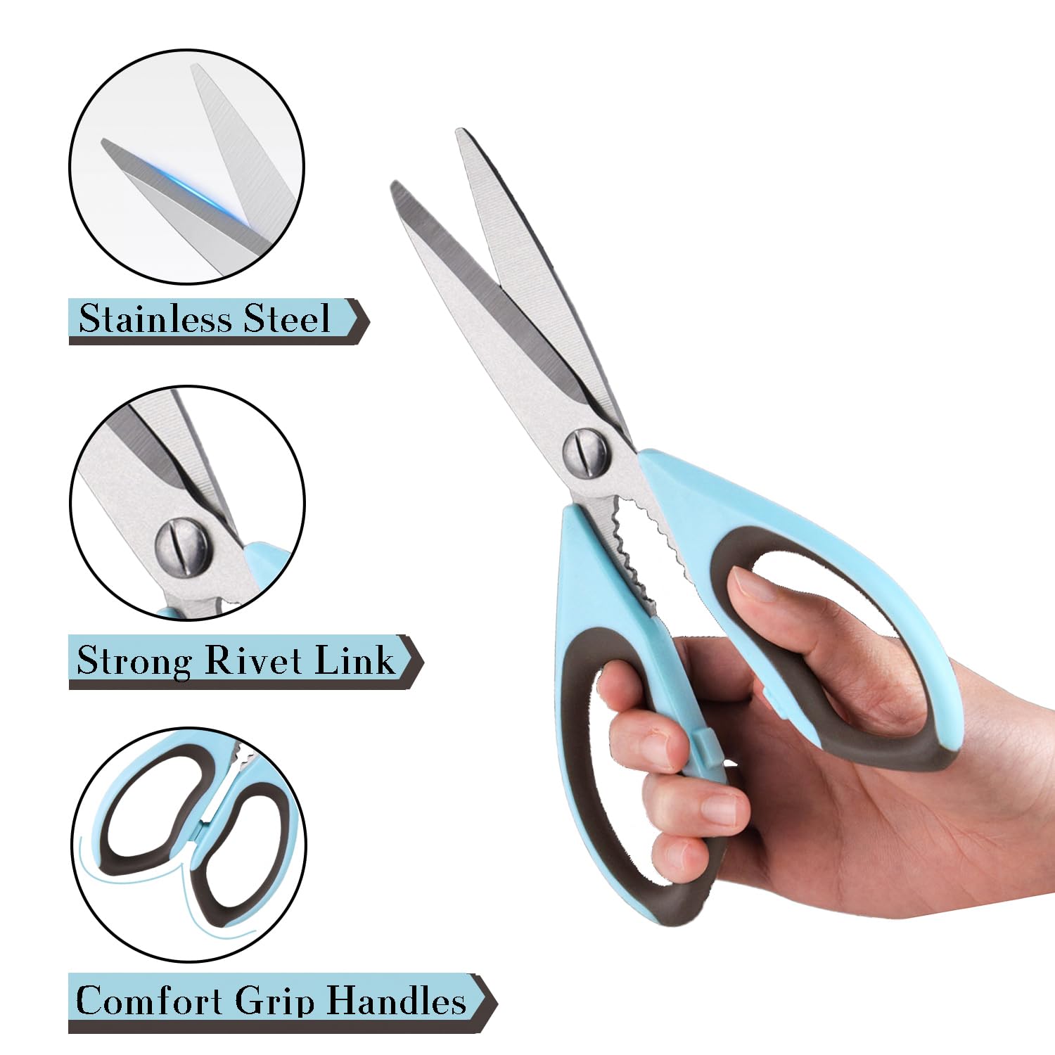 Two-piece color-coded scissor set with protective covers for organized use.